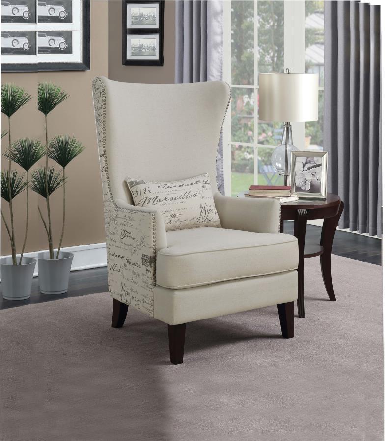 Pippin - Curved Arm High Back Accent Chair - Cream