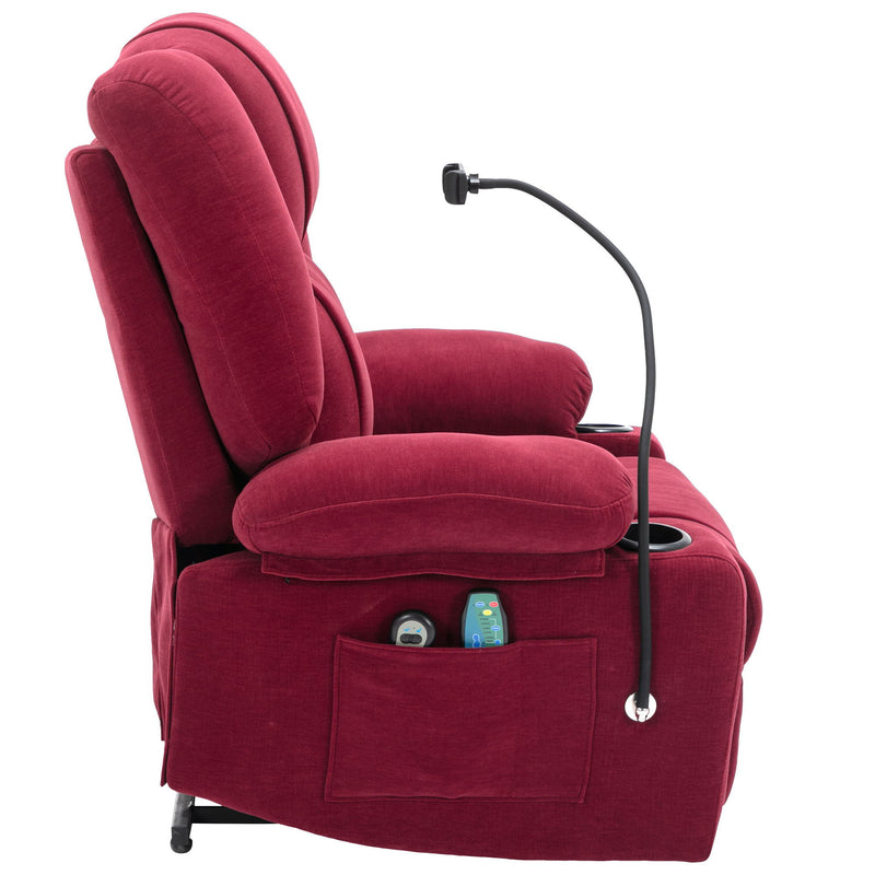 Power Lift Recliner Chair Electric Recliner For Elderly Recliner Chair With Massage And Heating Functions, Remote, Phone Holder Side Pockets And Cup Holders For Living Room