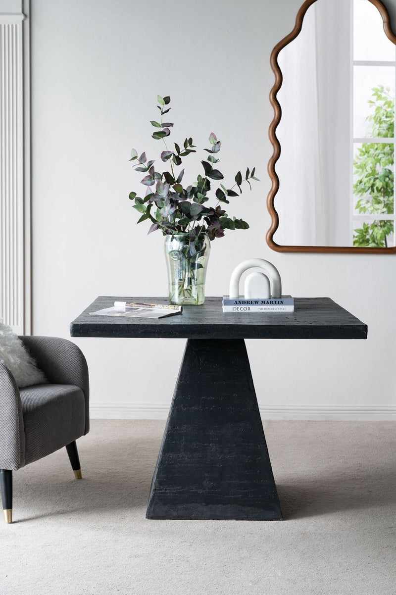 Square Dining Table With Pedestal Base - Black