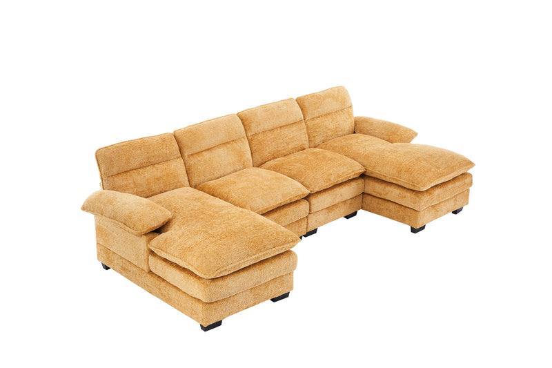 U-Shaped Profile Sofa, Including Two Single Seats And Two Chaise, Modular Sofa, Chenille Sofa