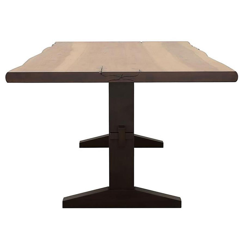 Bexley - Live Edge Trestle Dining Table - Natural Honey And Espresso