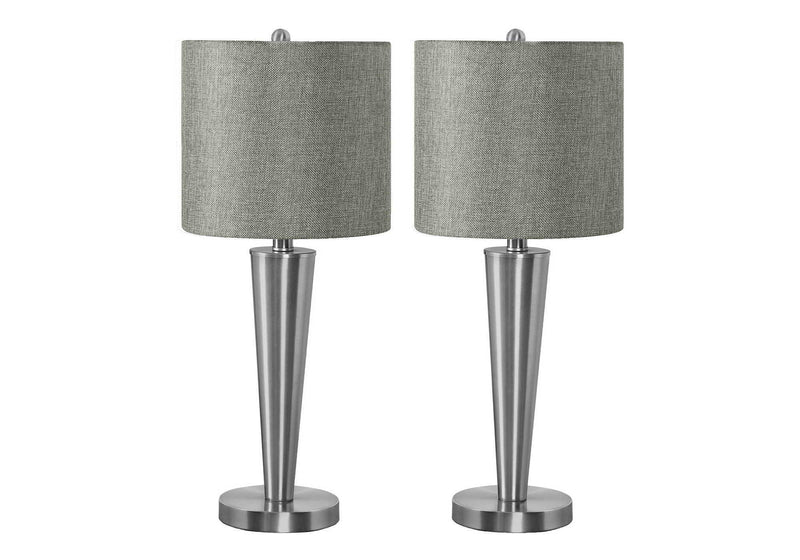 Lighting, Table Lamp, USB Port Included, Nickel Metal, Contemporary (Set of 2) - Silver