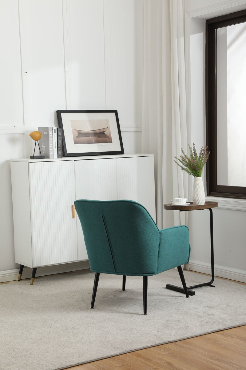 Modern Mid-Century Chair Linen Sherpa Armchair