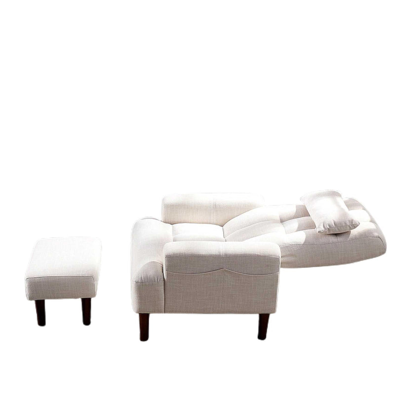 Recliner Soft Cozy Sofa Chair With Ottoman - Cream White