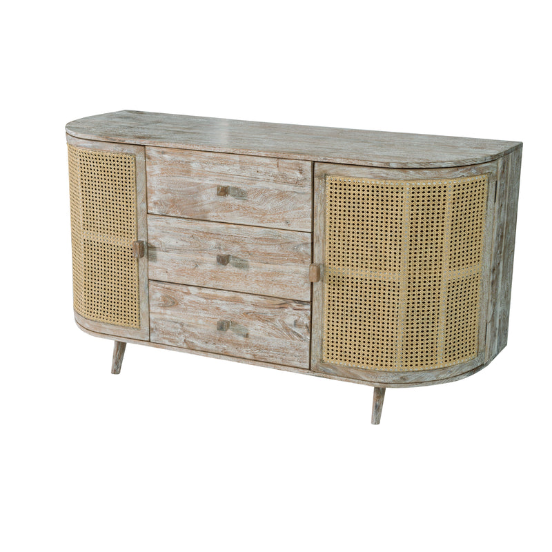 TV Console With Cane Doors - Multicolor