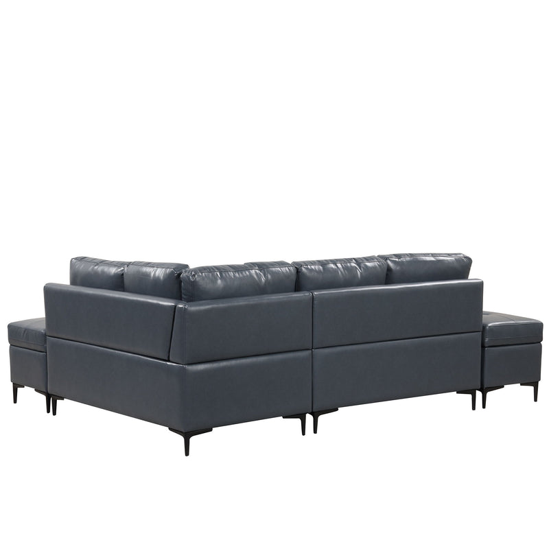 L-Shaped Corner Sofa Sectional Sofa Couch With Movable Storage Ottomans For Living Room