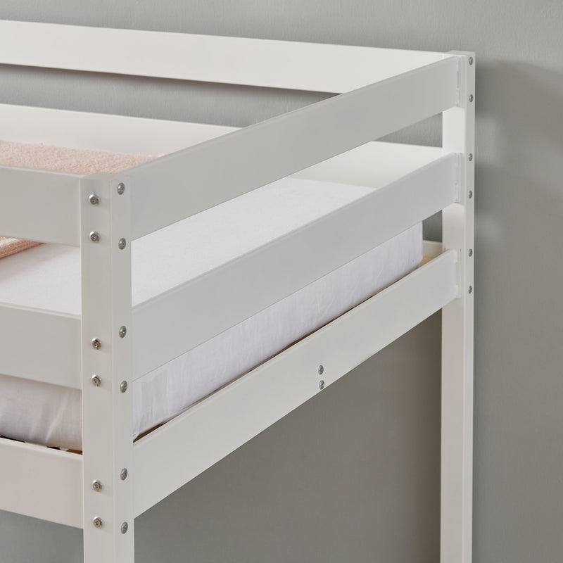 Twin Over Twin Bunk Beds Can Be Turn Into Upper Bed And Down Desk, Cushion Sets Are Free - White