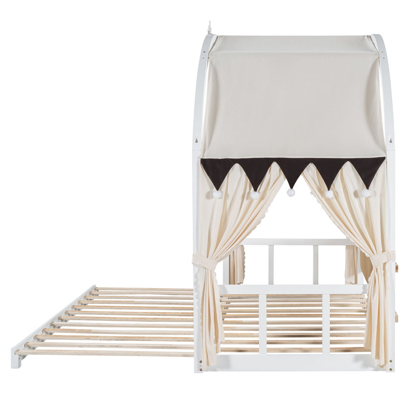 Extended Bed With Arched Roof And Trundle