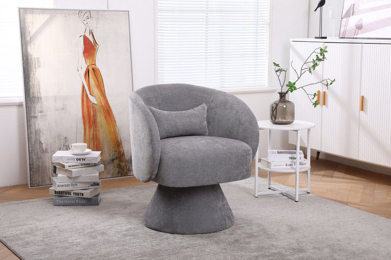 Swivel Accent Chair, Armchair Round Barrel Chair In Fabric For Living Room Bedroom