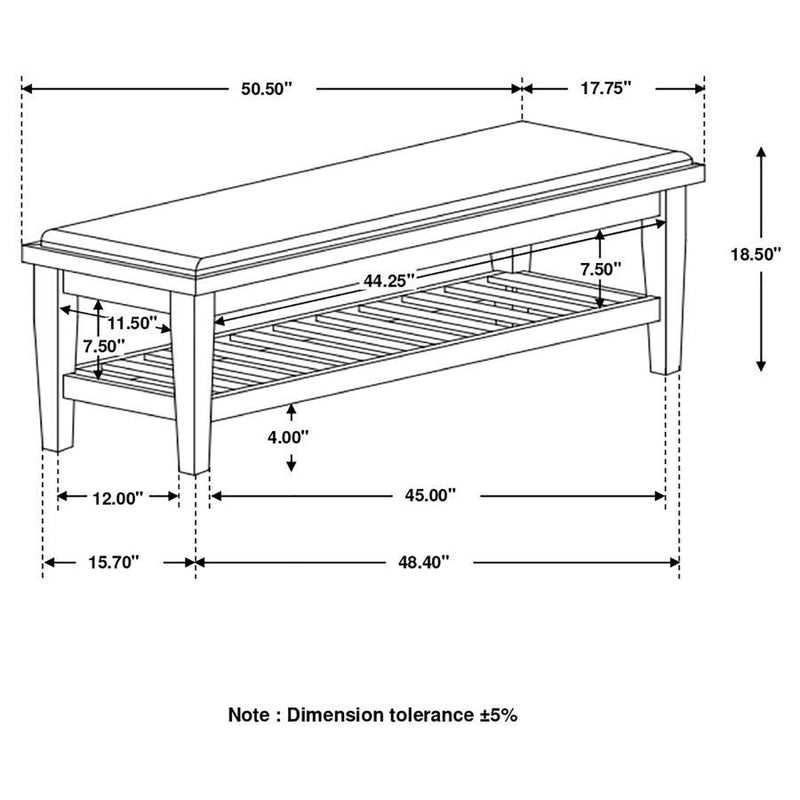 Franco - Fabric Upholstered Bench With Shelf