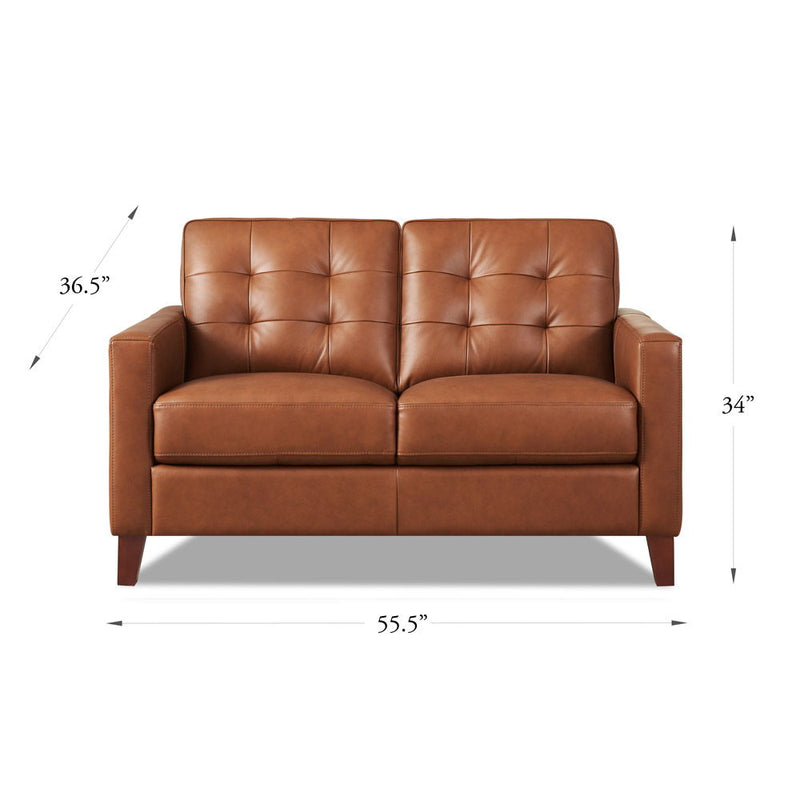 Aiden - Leather Loveseat - Brown