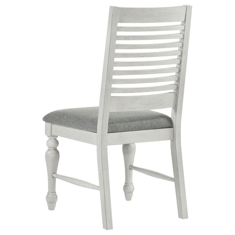 Aventine - Ladder Back Dining Side Chair With Upholstered Seat Vintage (Set of 2) - Chalk And Grey