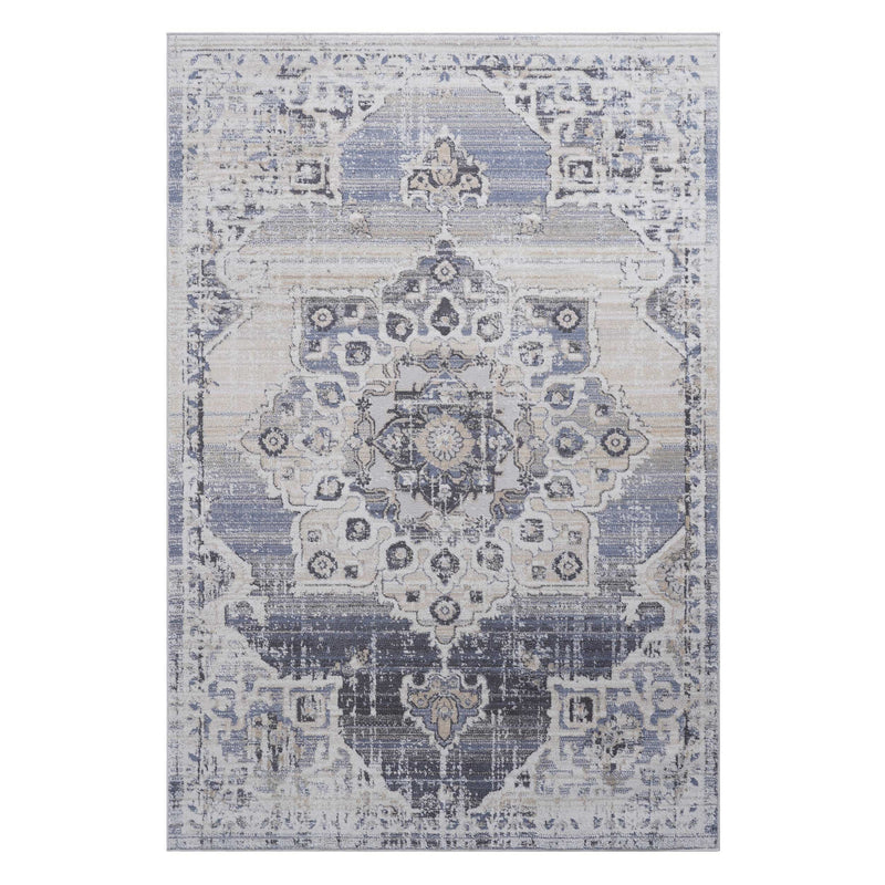 8' x 10' Medallion Non-Shedding Living Room Bedroom Dining Home Office Stylish And Stain Resistant Area Rug - Cream / Blue