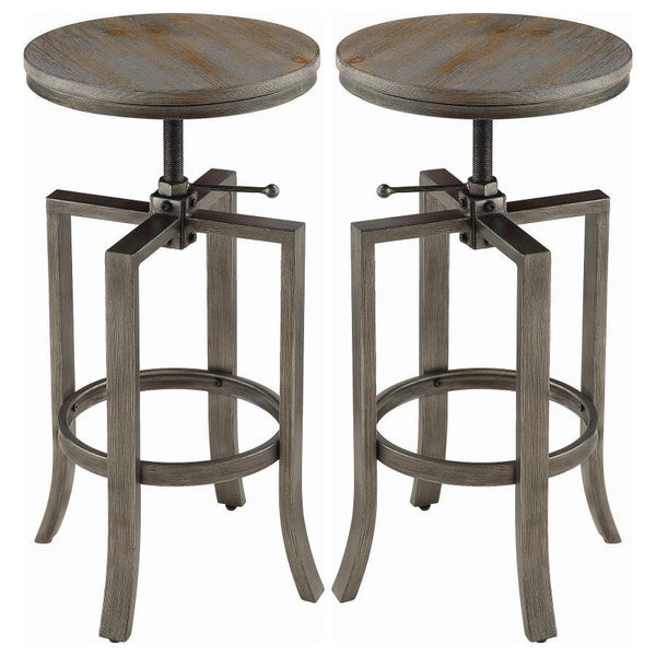 Bartlett - Adjustable Height Swivel Bar Stools (Set of 2) - Brushed Nutmeg And Slate Gray