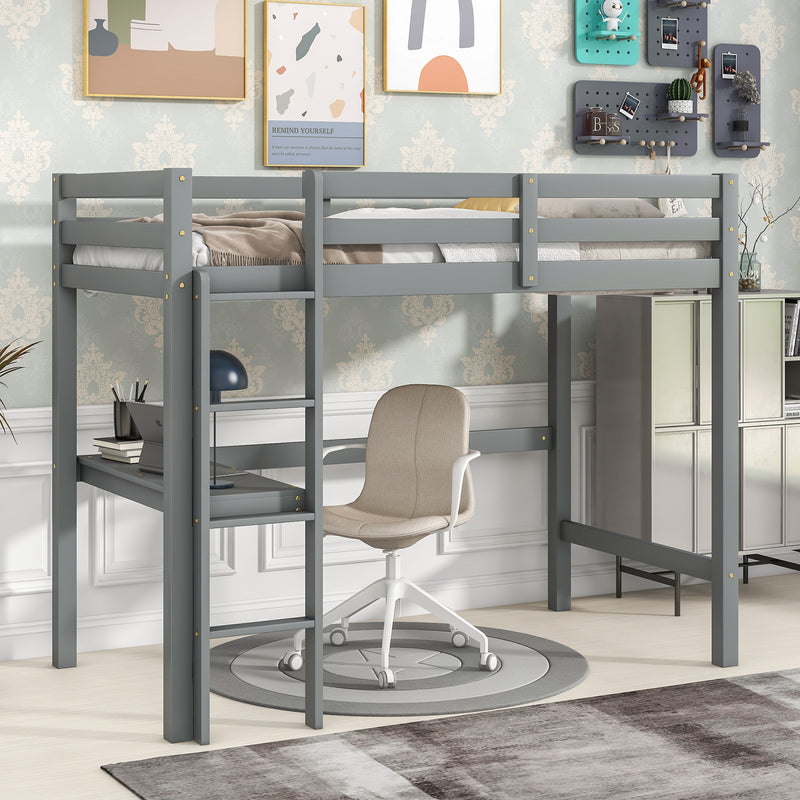 Twin Loft Bed with  built-in desk,Grey(Old SKU:W50450910)