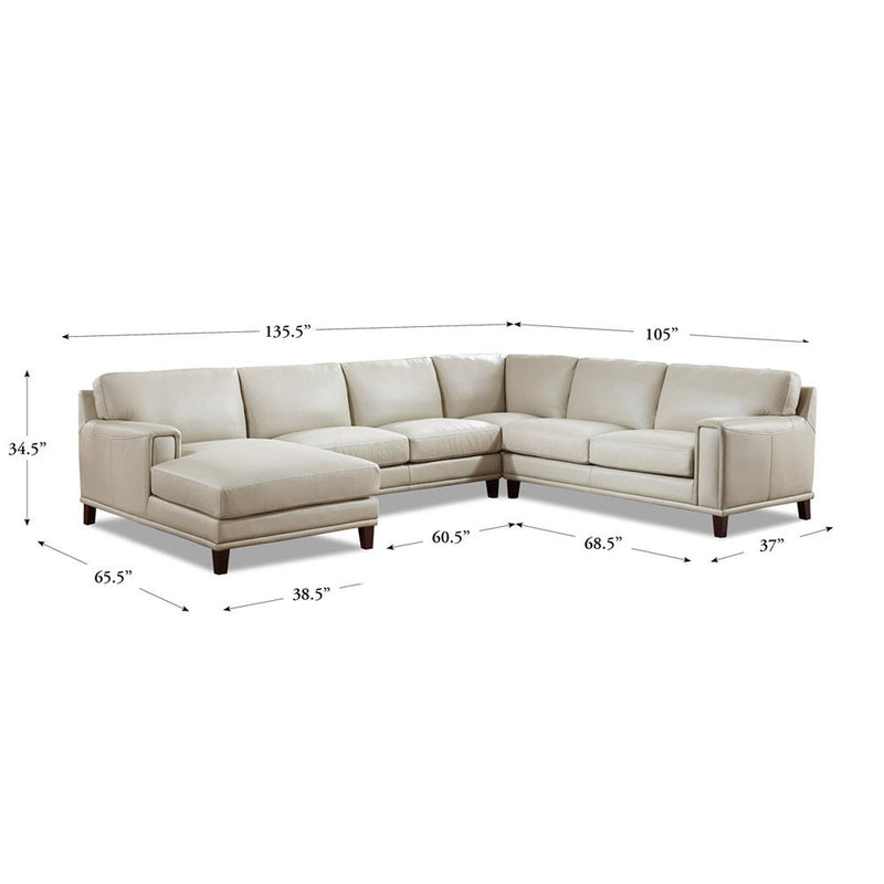 Hayward Leather Left Chaise Sectional - Off White