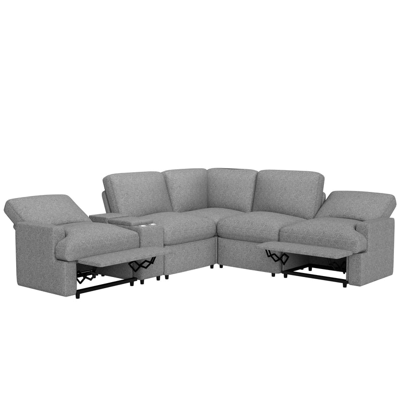 Power Recliner Corner Sofa Home Theater Reclining Sofa Sectional Couches With Storage Box, Cup Holders, USB Ports And Power Socket For Living Room