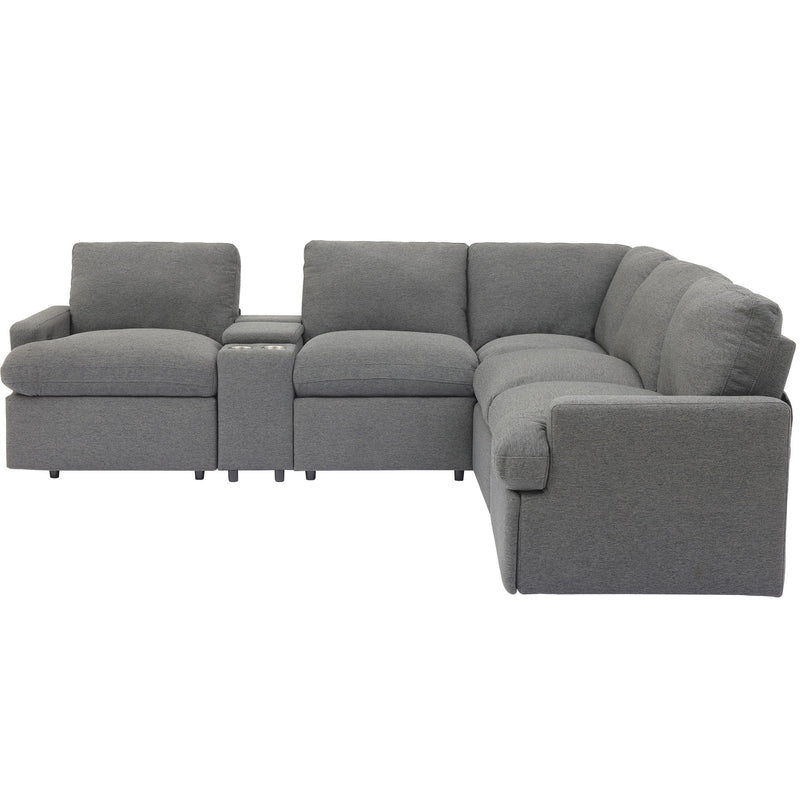 Power Recliner Corner Sofa Home Theater Reclining Sofa Sectional Couches With Storage Box, Cup Holders, USB Ports And Power Socket For Living Room