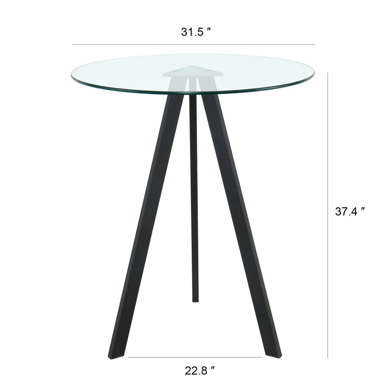 Stylish PU Fabric Design, Electroplated Metal Legs, Round Tempered Glass Table Top, Bar Chair Cover, Suitable For Bars, Restaurants, Bedroom Bar Chairs