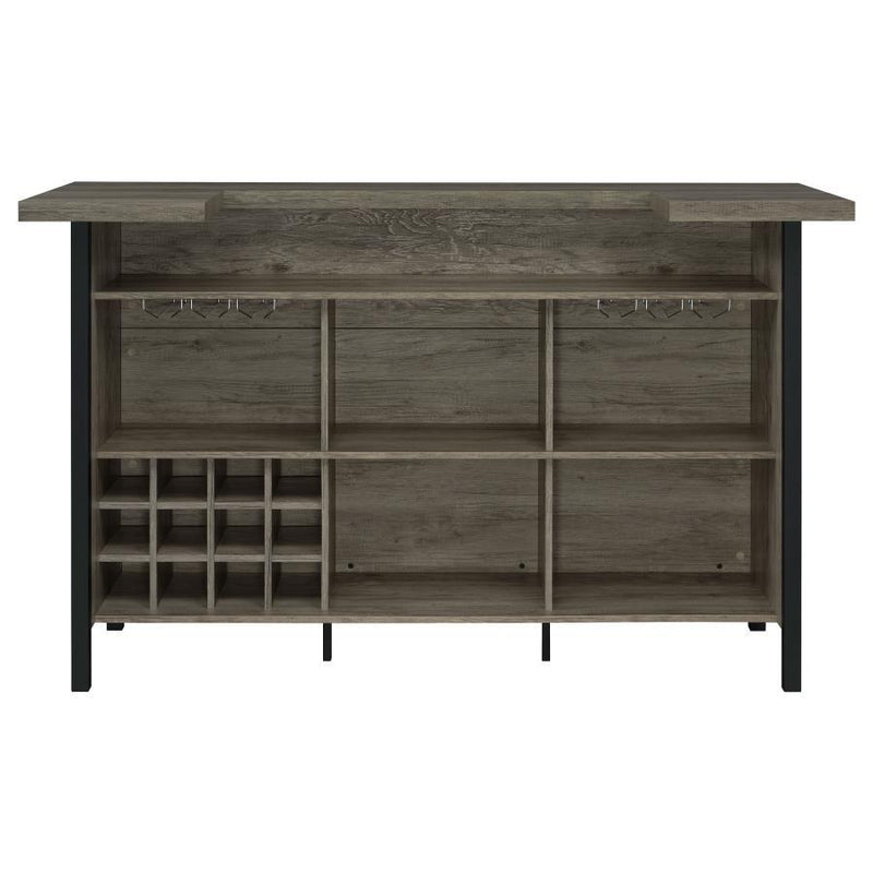 Bellemore - Bar Unit With Footrest - Gray Driftwood And Black