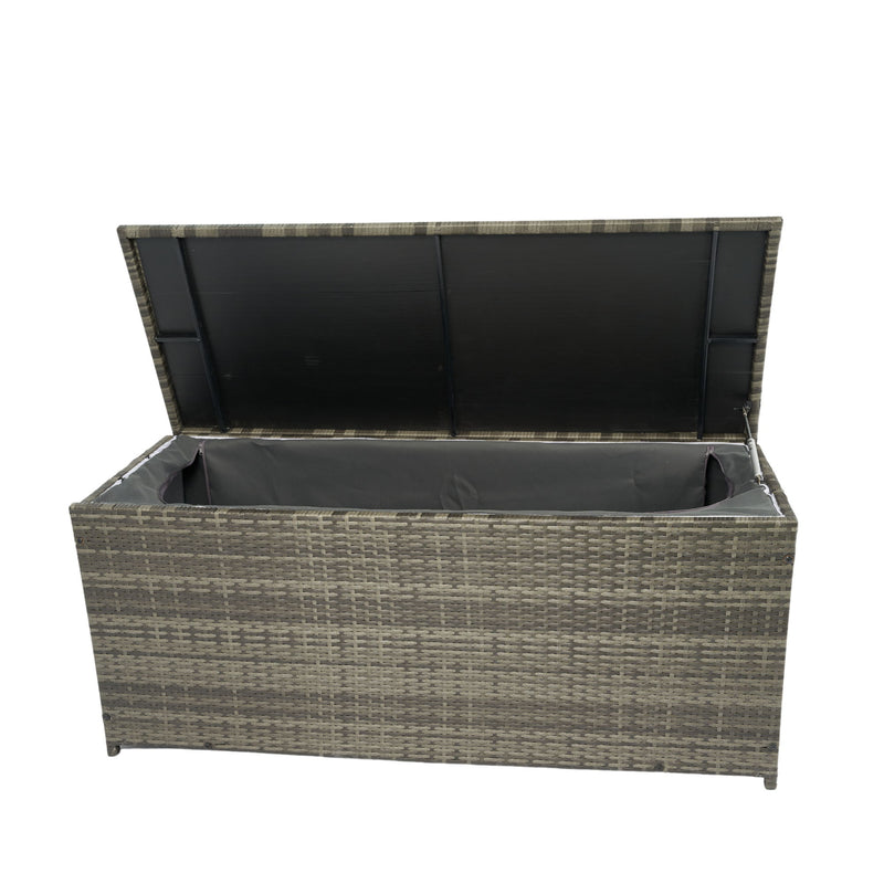 Outdoor Storage Box, Wicker Patio Deck Boxes With Lid, Outdoor Cushion Storage For Kids Toys, Pillows, Towel, Wicker