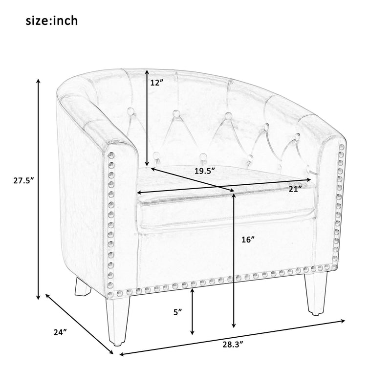 Tufted Barrel Chairtub Chair For Living Room Bedroom Club Chairs