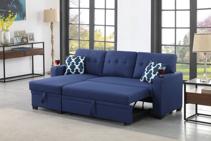 82" Width Sectional With Storage Chaise And Cupholder Armrest