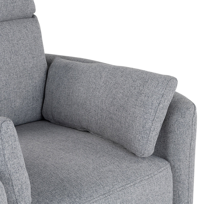 Upholstered Swivel Recliner Manual Rocker Recliner Chair Baby Nursery Chair With Two Removable Pillows For Living Room