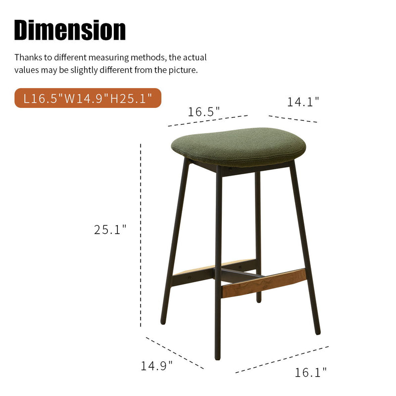 Modern (Set of 2) Bar Stools Comfortable & Stylish Counter Height And Bar Height Bar Stools, Soft Fabric Upholstered, Backless For Kitchen, Dining Room Bar Chairs