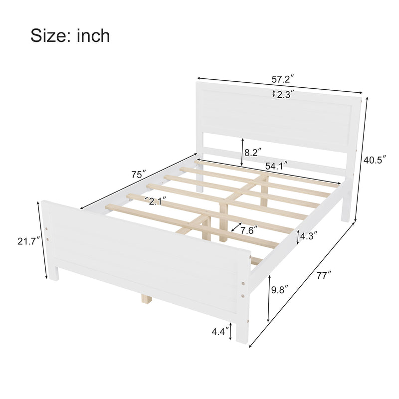 Wood Platform Bed Frame With Headboard, Mattress Foundation With Wood Slat Support, No Box Spring Needed