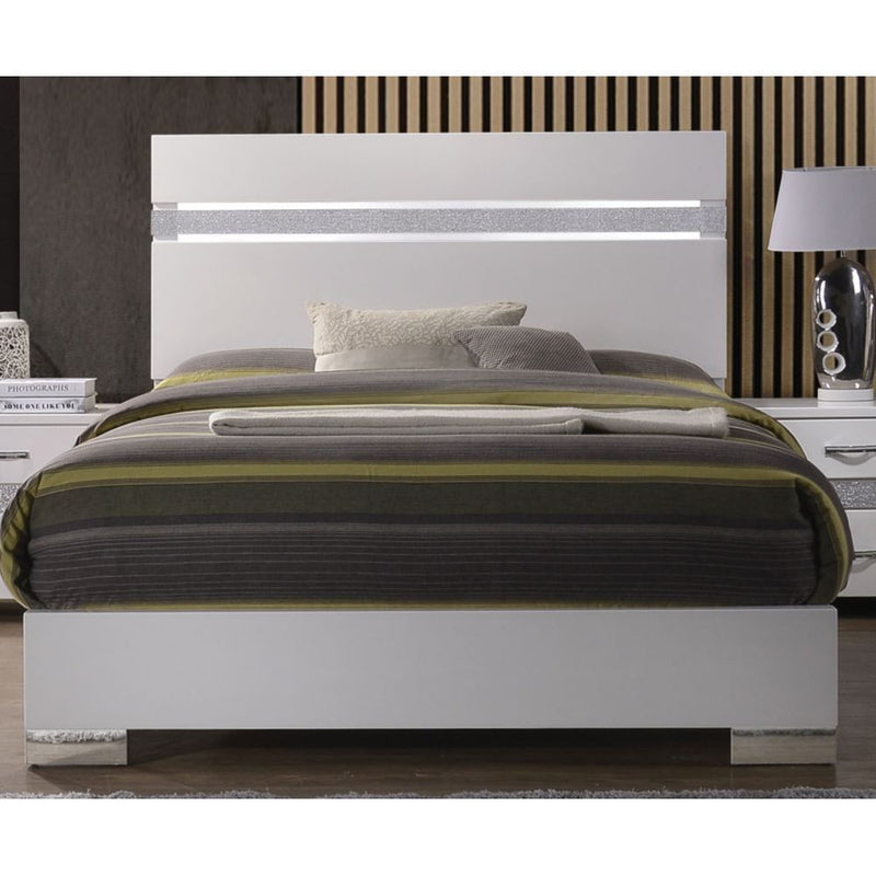 ACME Naima II Eastern King Bed in White High Gloss 26767EK