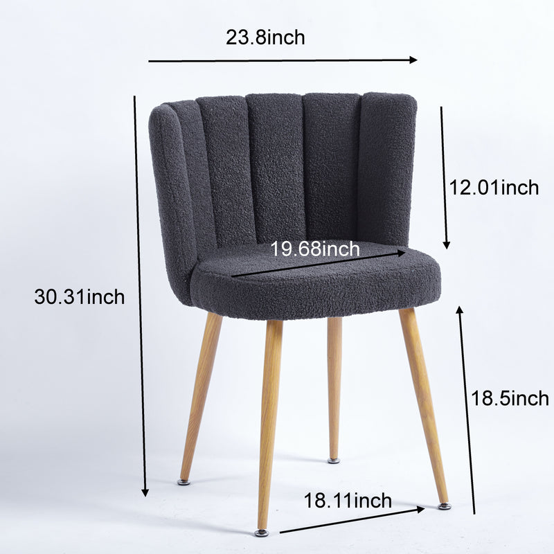 Modern Dining Chair (Set of 2) With Iron Tube Wood Color Legs, Shorthair Cushions And Comfortable Backrest, Suitable For Dining Room, Living Room, Cafe, Simple Structure