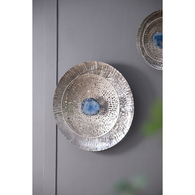 Textured Oversized Disc, Wall Decor For Living Room Bedrrom Entryway Office (Set of 3) - Silver