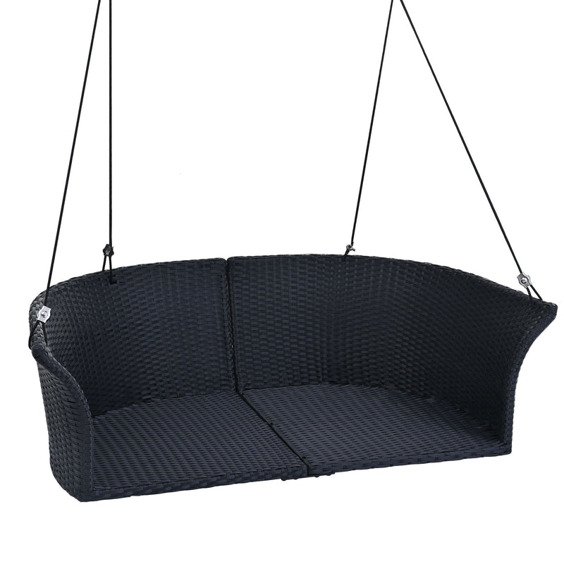 2 Person Hanging Seat, Rattan Woven Swing Chair, Porch Swing With Ropes