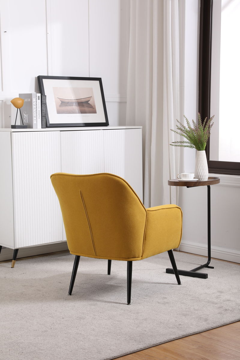 Modern Mid-Century Chair Linen Sherpa Armchair