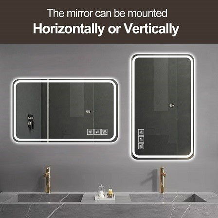 LED Bathroom Mirror Vanity Mirrors With Front Lights Wall Mounted Anti-Fog Frameless Make Up Mirror With Light 5 Mm Copper-Free Silver Mirror Horizontal Or Vertical