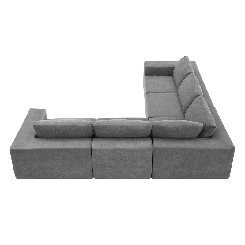 Modular L Shaped Sectional Sofa, Luxury Floor Couch Set, Upholstered Indoor Furniture, Foam - Filled Sleeper Sofa Bed For Living Room, Bedroom, 5 Pieces Free Combination - Gray