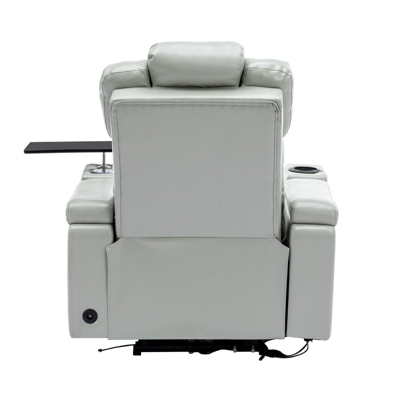 Power Recliner Individual Seat Home Theater Recliner With Cooling Cup Holder - Bluetooth Speaker, Led Lights, USB Ports, Tray Table, Arm Storage For Living Room