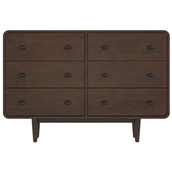 Alexa - Mid Century Modern Dresser With Tapered Legs - Dark Brown