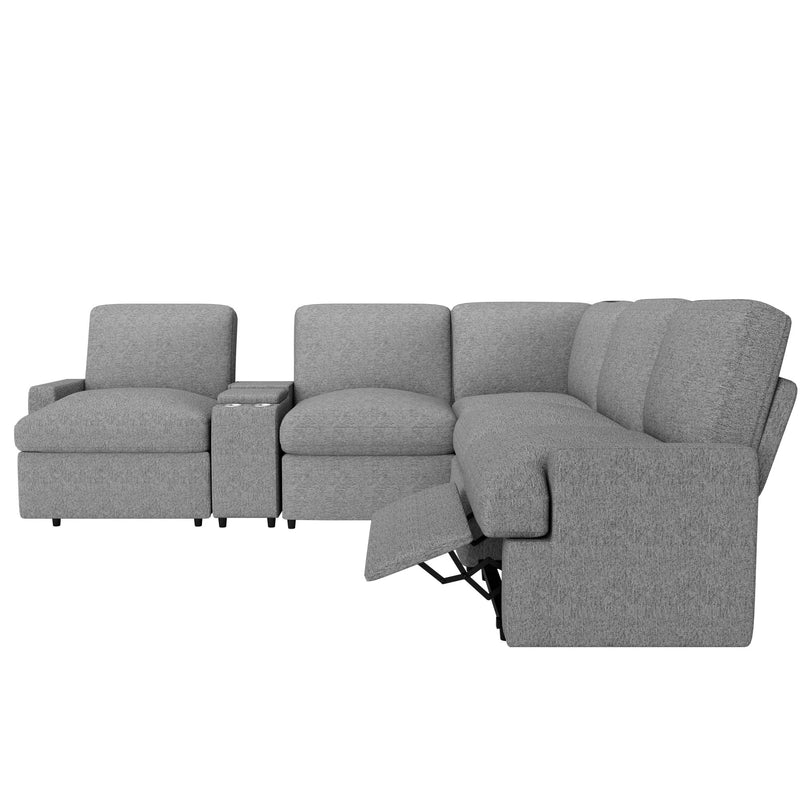 Power Recliner Corner Sofa Home Theater Reclining Sofa Sectional Couches With Storage Box, Cup Holders, USB Ports And Power Socket For Living Room