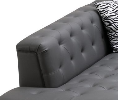 Sarah - Vegan Leather Tufted Chaise With 1 Accent Pillow