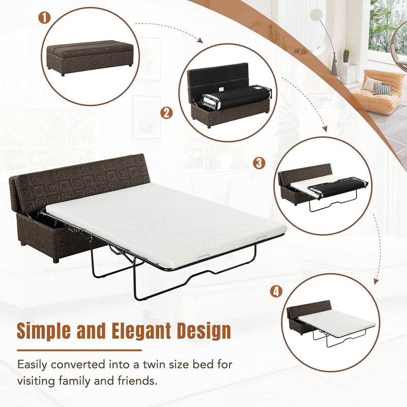 Folding Ottoman Sleeper Bed With Mattress Convertible Guest Bed