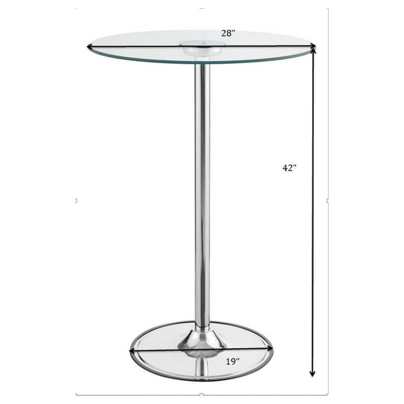 Thea - Round Glass Top LED Bistro Bar Table - Chrome