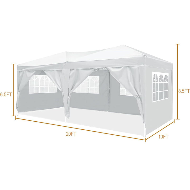 10'X20' Folding Canopy With 6 Removable Sidewalls Outdoor Event Shelter UPF 50+ Gazebo Portable Tents For Parties Beach Camping Wedding Ez Pop Up Canopy