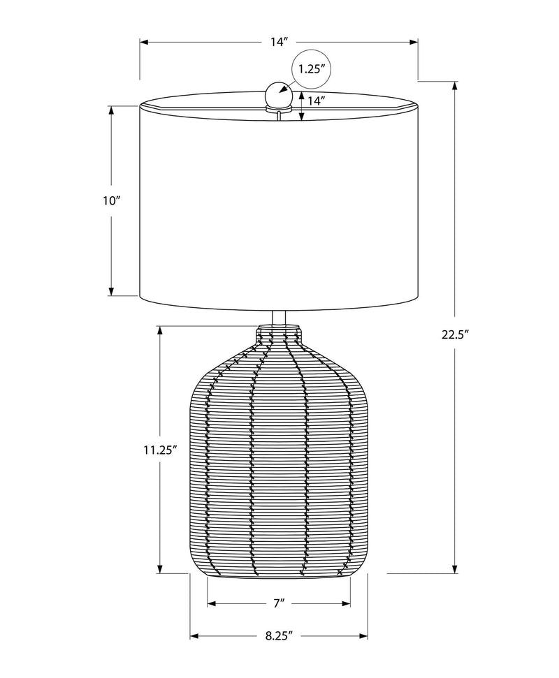 Lighting, Table Lamp, Rattan, Modern - Black