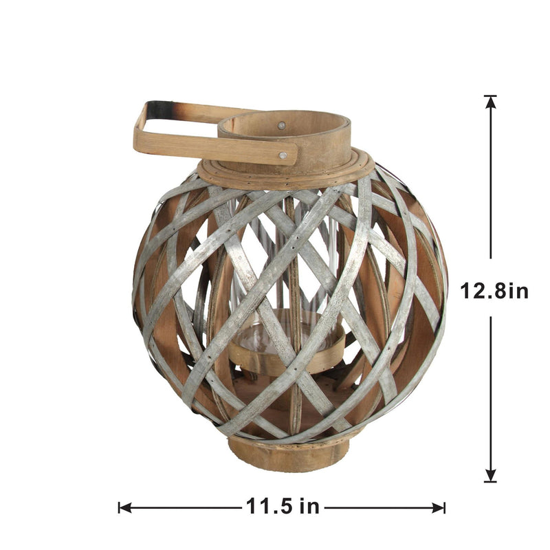 Decorative Lantern With Handle, Wooden Lantern For Indoor Outdoor, Home Garden Wedding - Silver