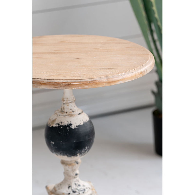 Small Distressed Side Table, Retro Elegant - Black White