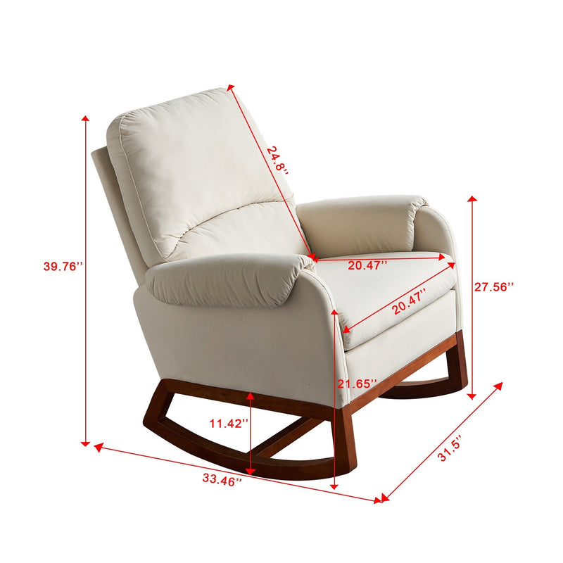 Modern Comfortable Velvet Rocking Chair For Living Room & Reading Room - Beige