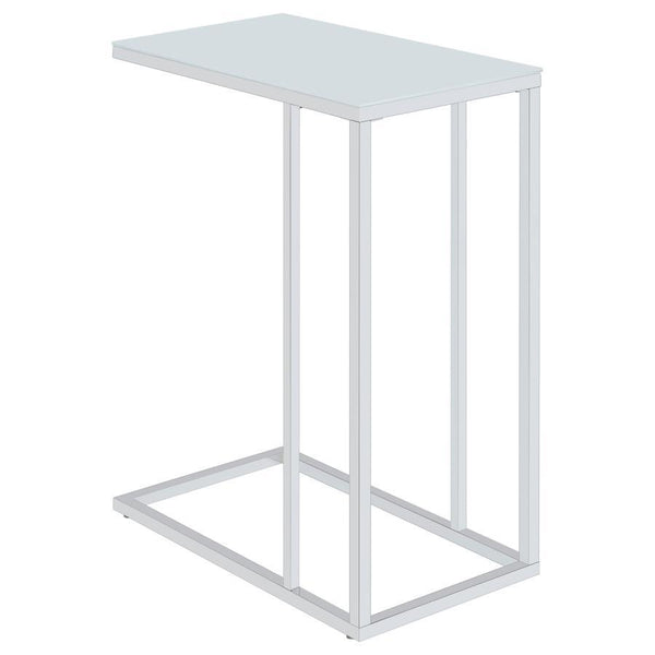 Stella - Glass Top C-Shaped Sofa Side Table - Chrome