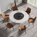 Modern Artificial Stone Round Dining Table, Can Accommodate 6 People Artificial Stone Turntable